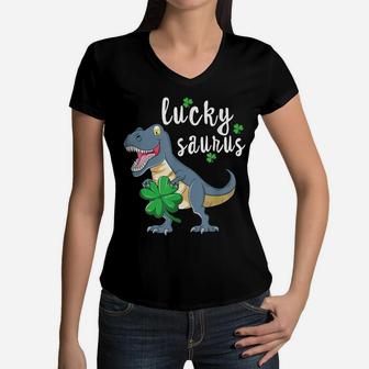Leprechaun Dinosaur T Rex T Shirt St Patrick's Day Boys Kids Women V-Neck T-Shirt | Crazezy AU