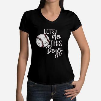 Lets Do This Boy Baseball Women V-Neck T-Shirt | Crazezy AU