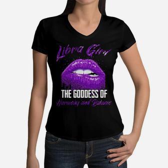 Libra Girl The Goddess Of Harmony And Balance Libra Sign Sweatshirt Women V-Neck T-Shirt | Crazezy AU