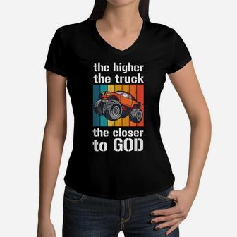 Lifted Truck Higher Closer God Men Women Kids Funny Quotes Women V-Neck T-Shirt | Crazezy AU