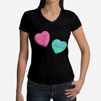 Love Cats Conversation Hearts Funny Gift For Women And Girls Zip Hoodie Women V-Neck T-Shirt | Crazezy UK