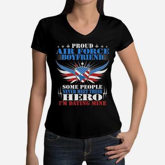 Mens Some Never Meet Their Hero - Proud Air Force Boyfriend Gift Women V-Neck T-Shirt | Crazezy