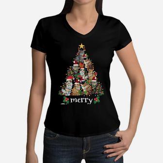 Merry Catmas Xmas Gift Men Women Kids Funny Cat Christmas Sweatshirt Women V-Neck T-Shirt | Crazezy DE