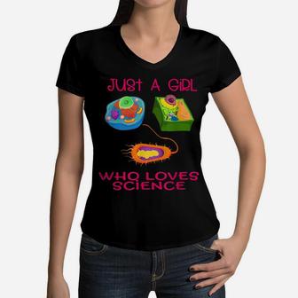 Microbiology Science Biology Teacher Student Cell Girls Kids Women V-Neck T-Shirt | Crazezy DE
