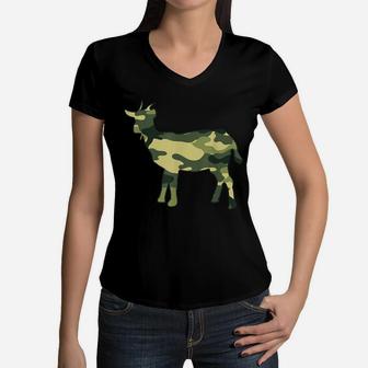 Military Goat Camo Men Print Us Sheep Kid Nanny Veteran Gift Women V-Neck T-Shirt | Crazezy UK