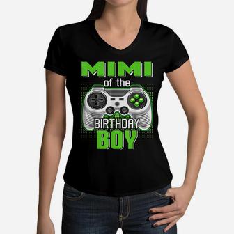 Mimi Of The Birthday Boy Video Game B-Day Top Gamer Party Women V-Neck T-Shirt | Crazezy CA