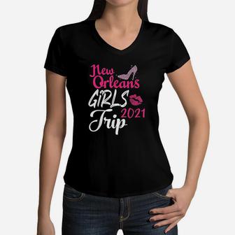 New Orleans Girls Trip 2021 Women V-Neck T-Shirt - Thegiftio UK
