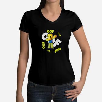 Oof Meme Dabbing Dab Gift Noob Gamer Boy Women V-Neck T-Shirt | Crazezy DE
