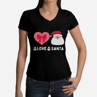 Peace Love Christmas Santa Women Men Kid Cute Holiday Sweatshirt Women V-Neck T-Shirt | Crazezy DE