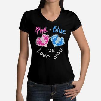 Pink Or Blue We Love You - Boy Or Girl Family Gift Women V-Neck T-Shirt | Crazezy UK