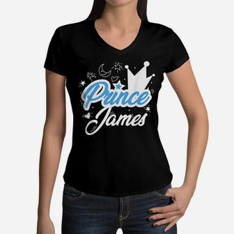 Prince James Funny Family Name, Birthday Gift For Boys Women V-Neck T-Shirt | Crazezy CA