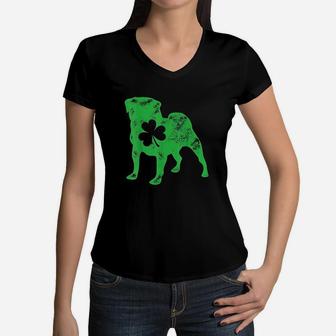 Pug St Patricks Day Boys Kids Girls Shamrock Dog Lover Gifts Women V-Neck T-Shirt | Crazezy AU
