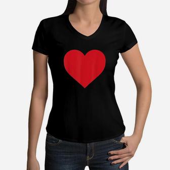 Red Heart Valentine Day Women Girls Top Women V-Neck T-Shirt | Crazezy