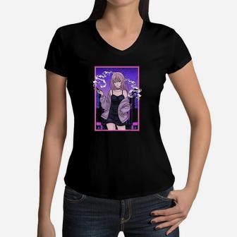 Retro Girl Cute Aesthetics Lover Women V-Neck T-Shirt | Crazezy