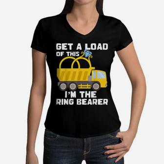 Ring Bearer Shirt Funny Wedding Truck Boys Gift Idea Tee Women V-Neck T-Shirt | Crazezy