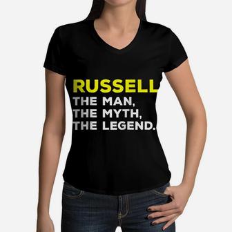 Russell The Man, The Myth, The Legend Gift Men Boys Women V-Neck T-Shirt | Crazezy