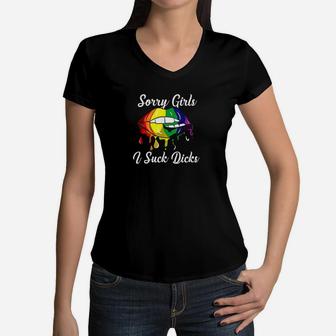 Sorry Girls I Like Boys Im Gay Lgbt Women V-Neck T-Shirt | Crazezy DE