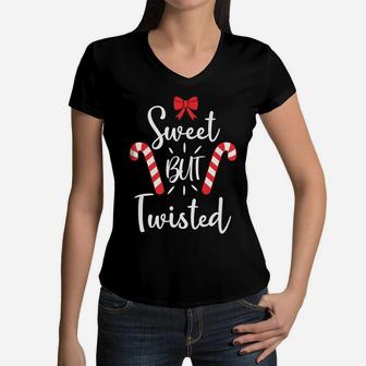 Sweet But Twisted Christmas Boys Kids Girls Xmas Candy Canes Women V-Neck T-Shirt | Crazezy