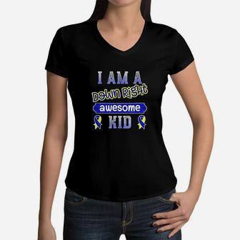 Syndrome Kids Teen Boys Girls Awesome Graphic Ribbon Women V-Neck T-Shirt | Crazezy CA