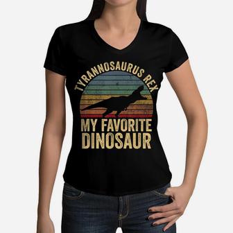 T-Rex Is My Favorite Dinosaur - Dino Lover Kids Gift Women V-Neck T-Shirt | Crazezy UK