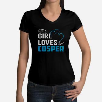 This Girl Loves Her Cosper Name Shirts Women V-Neck T-Shirt - Thegiftio UK