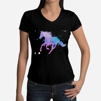 This Girl Loves Horses Equestrian Riding Teen Girl Kid Women Women V-Neck T-Shirt | Crazezy