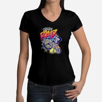 Totally Rad 80S Bmx Bike Boys Girls Women V-Neck T-Shirt | Crazezy