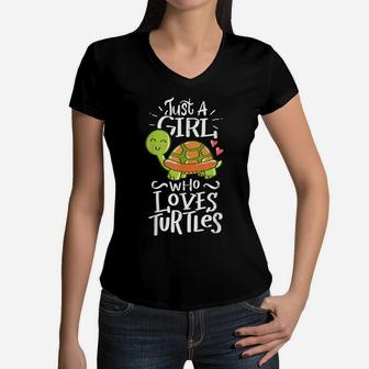 Turtle For Girls Who Love Turtles Sea Animal Pet Lover Gift Women V-Neck T-Shirt | Crazezy