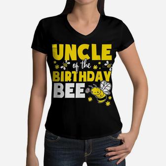 Uncle Of The Bee Day Girl Party Matching Birthday Women V-Neck T-Shirt | Crazezy UK