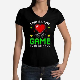 Video Gamer Heart Controller Valentine's Day Kid Boys Gaming Women V-Neck T-Shirt - Monsterry