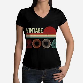 Vintage 2006 Funny 14 Years Old Boys And Girls 14Th Birthday Women V-Neck T-Shirt | Crazezy AU