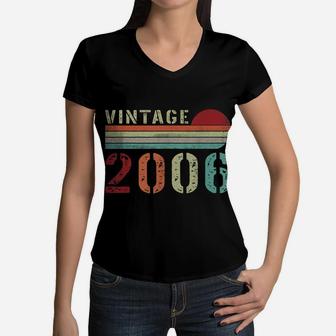 Vintage 2006 Funny 16 Years Old Boys And Girls 16Th Birthday Women V-Neck T-Shirt | Crazezy DE