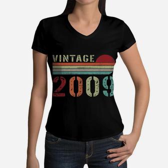 Vintage 2009 Funny 13 Years Old Boys And Girls 13Th Birthday Women V-Neck T-Shirt | Crazezy AU