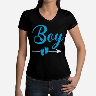 Vintage Funny Team Boy Gender Reveal Party Baby Shower Women V-Neck T-Shirt | Crazezy AU