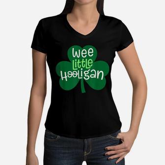 Wee Little Hooligan St Patrick's Day Kids Boys Girls Gifts Women V-Neck T-Shirt | Crazezy CA