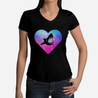 Women Or Girls Great White Shark Women V-Neck T-Shirt | Crazezy