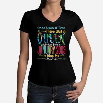 Womens Funny 17Th Birthday Gift | Girls Who Born In January 2003 Women V-Neck T-Shirt | Crazezy DE