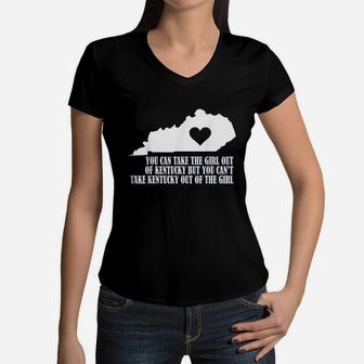 You Can Take The Girl Out Of Kentucky But Cant Take The Women V-Neck T-Shirt | Crazezy