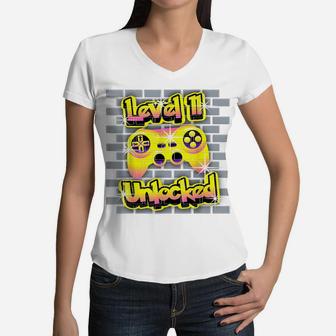 11 Year Old 11Th Video Gamer Gaming Birthday Party Boys Girl Women V-Neck T-Shirt | Crazezy AU
