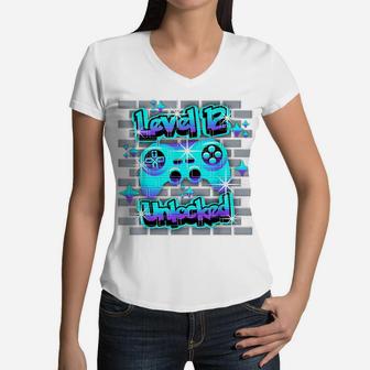 12 Year Old 12Th Video Gamer Gaming Birthday Party Boys Girl Women V-Neck T-Shirt | Crazezy
