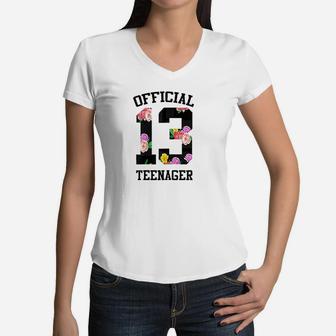 13Th Birthday Girl Official Teenager Women V-Neck T-Shirt | Crazezy