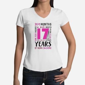 17Th Birthday Girls Gifts 17 Year Old Daughter Women V-Neck T-Shirt | Crazezy CA