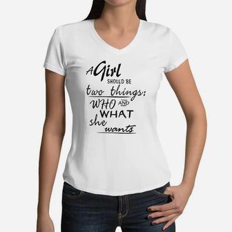 A Girl Should Be Two Things Women V-Neck T-Shirt | Crazezy DE
