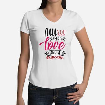All You Need Is Love Happy Valentines Day Women V-Neck T-Shirt - Seseable