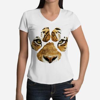 Awesome Tiger Paw Print - Mens & Womens & Kids Women V-Neck T-Shirt | Crazezy DE