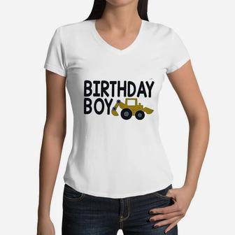 Birthday Boy Construction Women V-Neck T-Shirt | Crazezy CA