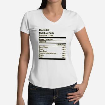 Black Girl Nutrition Facts Women V-Neck T-Shirt | Crazezy DE