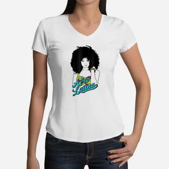 Black Girl With Natural Hair Women V-Neck T-Shirt | Crazezy