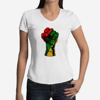 Black History Month Fist Gift Women Men Kids 2020 Women V-Neck T-Shirt - Thegiftio UK
