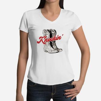 Boots Boot Cowboy Women V-Neck T-Shirt | Crazezy